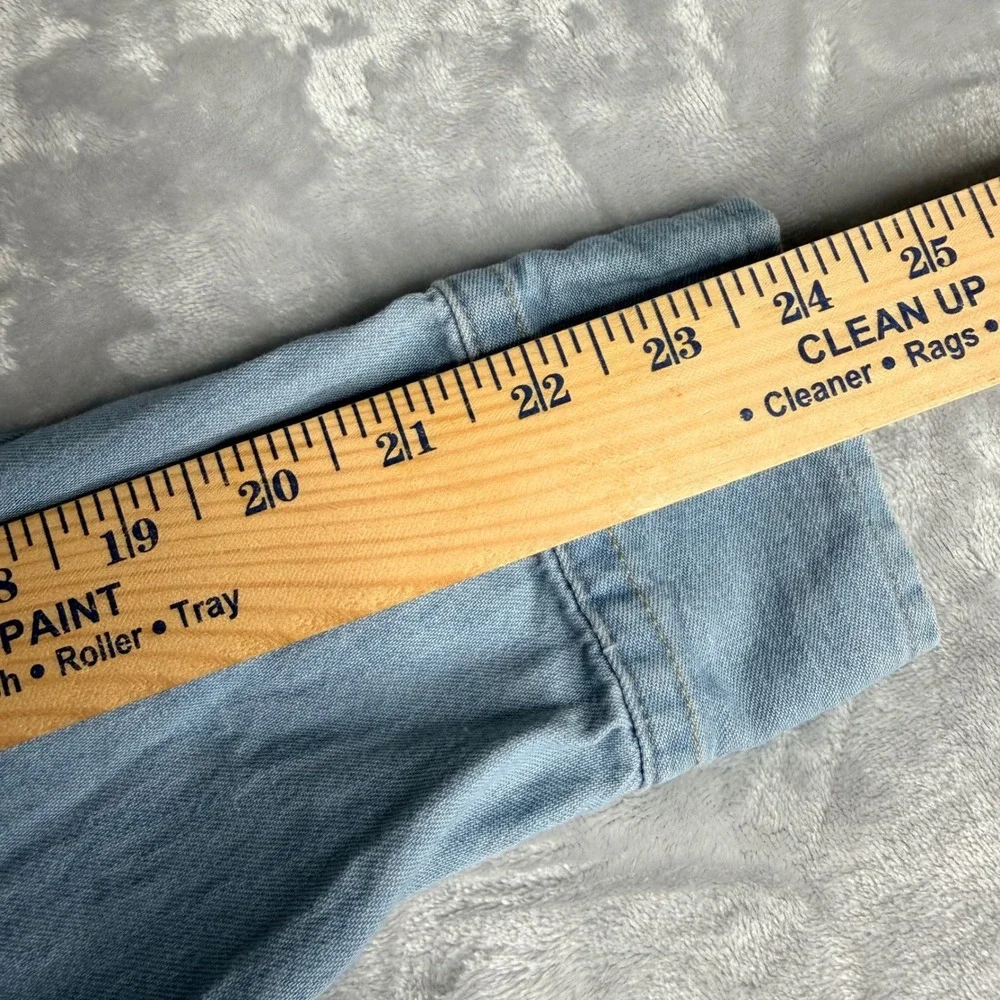 Levis Mens Medium Standard Western Denim Shirt Blue Pearl Snap Long Sleeve